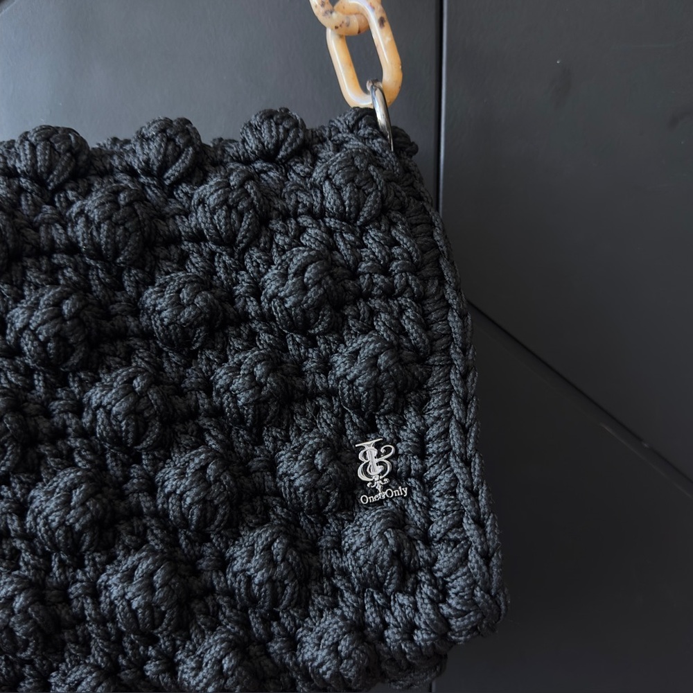 One&Only Black Crochet Shoulder Bag with Chain Strap - Picture 2 of 5